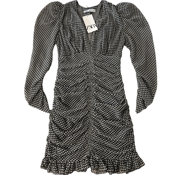 Zara Ruched Mini Dress. Women's Small NWT - Picture 4 of 10